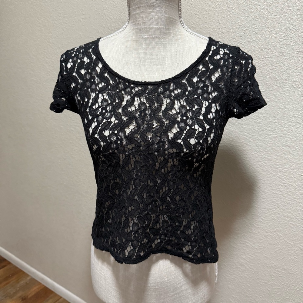 Black Lace Women Top by deLias - Size Small
